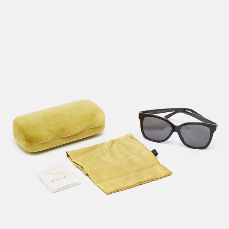 Pre Owned Gucci Black GG0459SA Web Square Sunglasses