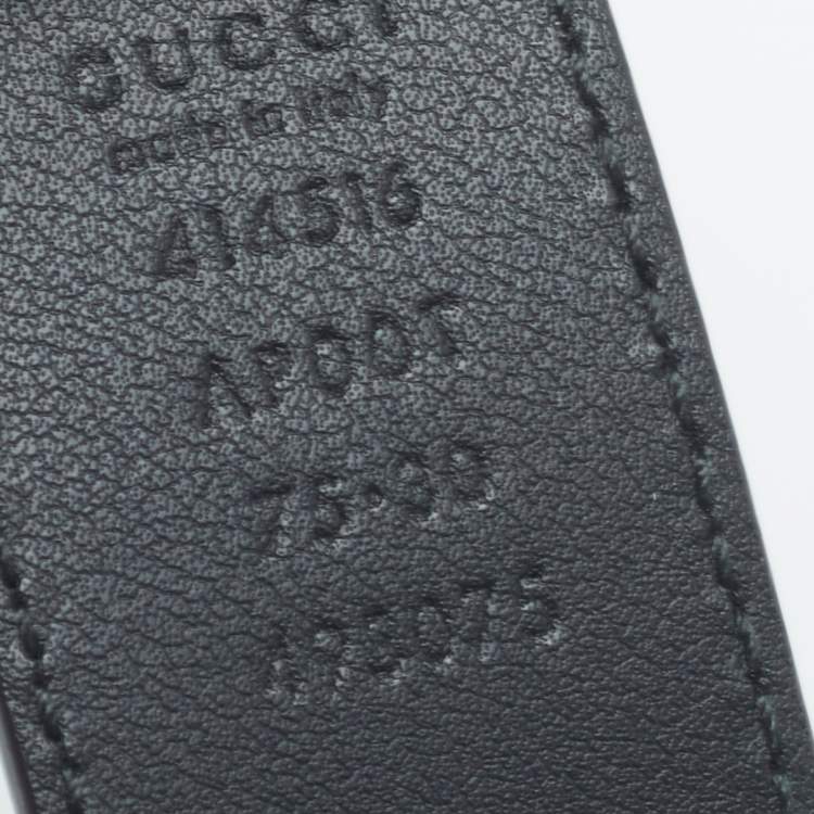 Pre Owned Gucci Black Leather GG Marmont Buckle Belt 75 CM