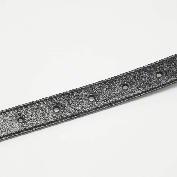 Pre Owned Gucci Black Leather GG Marmont Slim Belt 85 CM