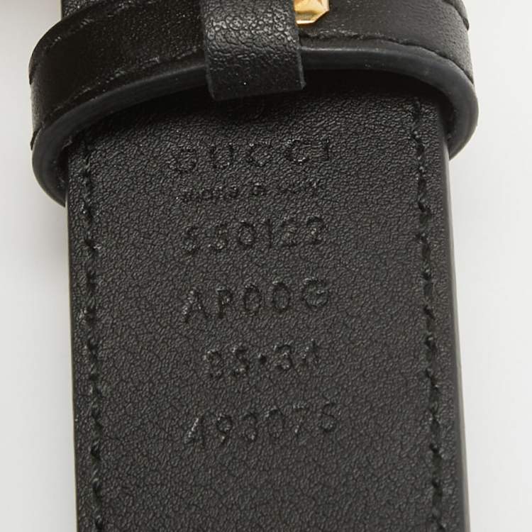 Pre Owned Gucci Black Leather Zumi Buckle Belt 85 CM