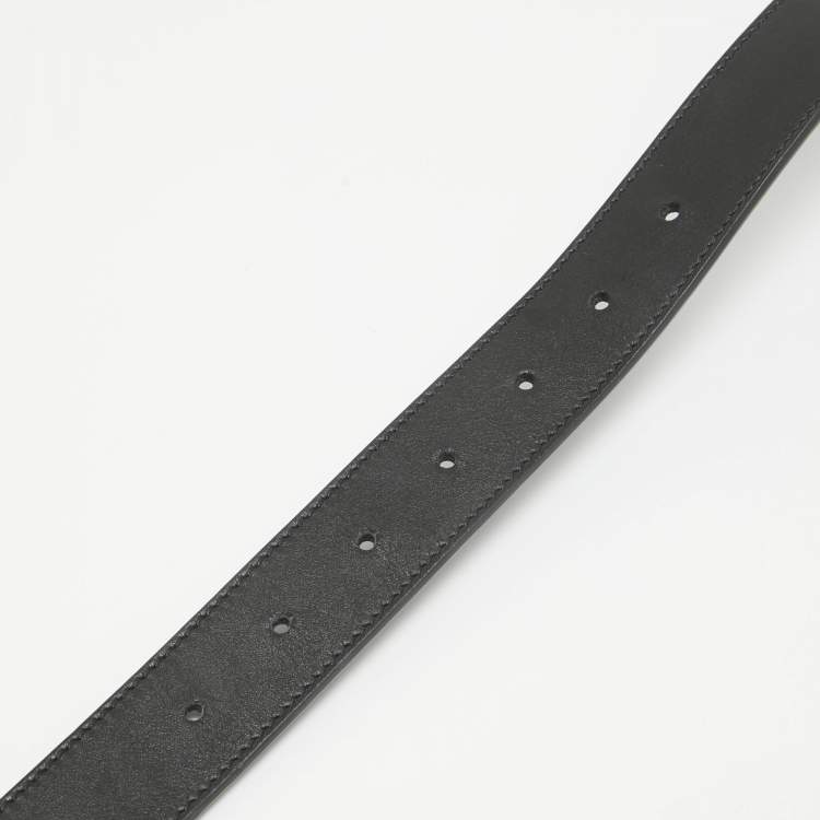 Pre Owned Gucci Black Leather Zumi Buckle Belt 85 CM