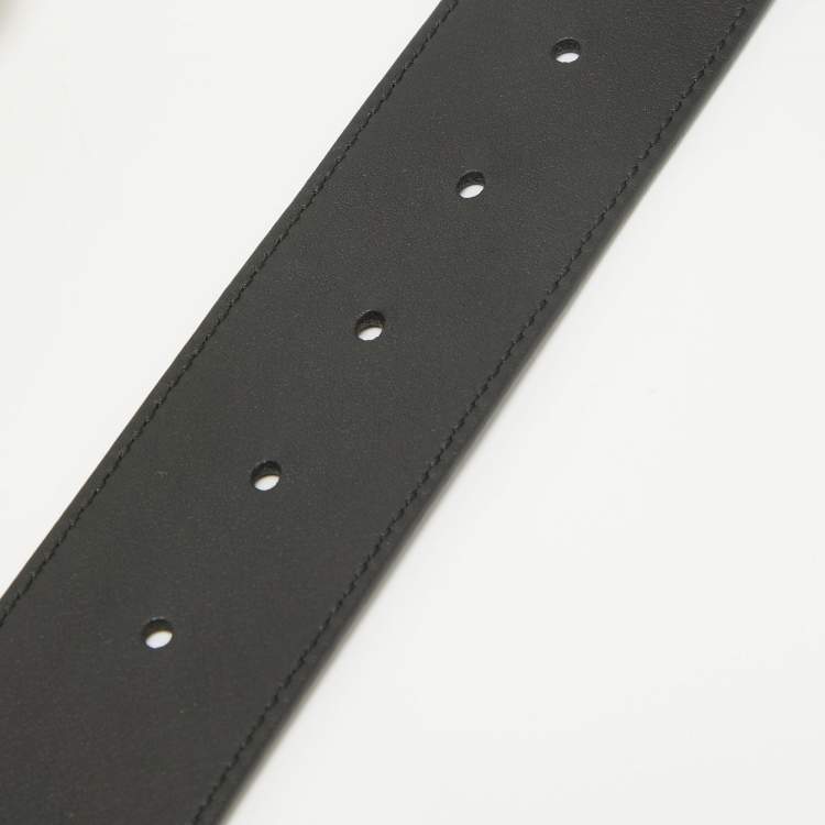 Pre Owned Gucci Black Leather GG Marmont Buckle Belt 85CM