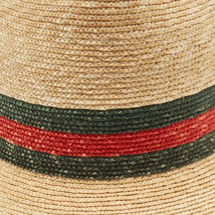 Pre Owned Gucci Brown Printed Straw Hat M