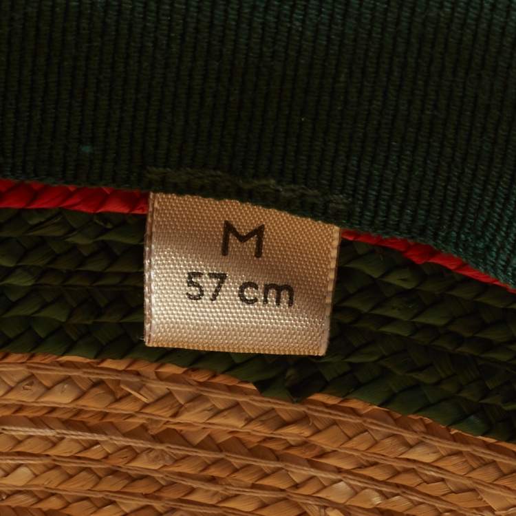 Pre Owned Gucci Brown Printed Straw Hat M