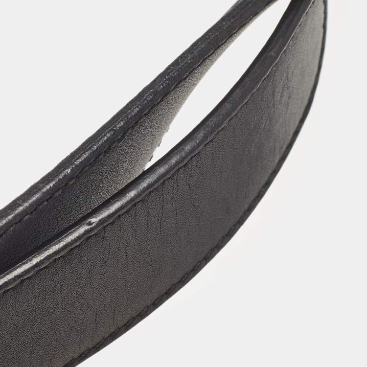 Pre Owned Gucci Black Leather GG Marmont Buckle Belt 75CM