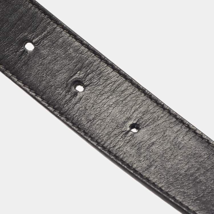 Pre Owned Gucci Black Leather GG Marmont Buckle Belt 75CM