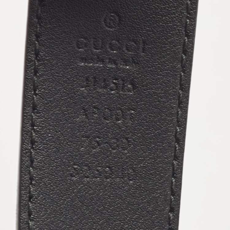 Pre Owned Gucci Black Leather GG Marmont Buckle Belt 75CM