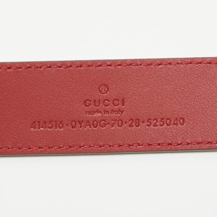Pre Owned Gucci Red Leather GG Marmont Buckle Belt 70 CM
