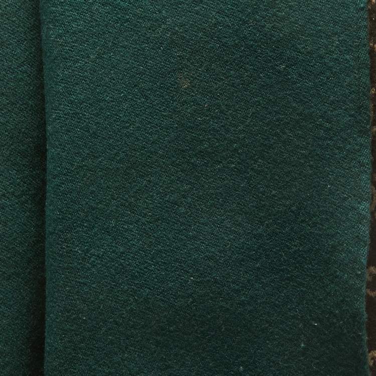 Pre Owned Gucci Brown/Green GG Simple Ripon Wool Scarf