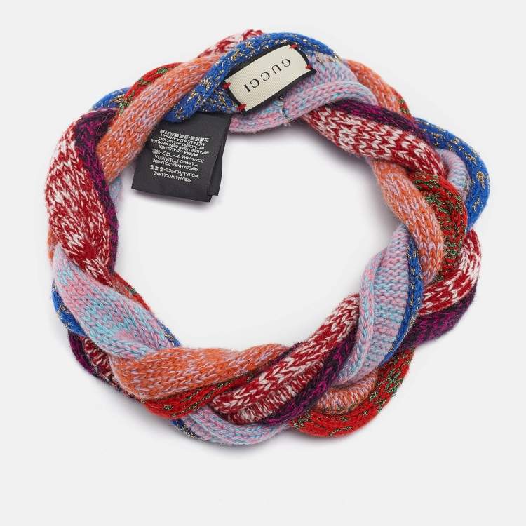 Pre Owned Gucci Multicolor Lurex Knit Braided Headband M