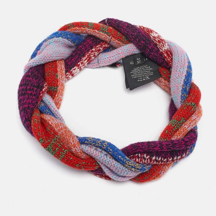 Pre Owned Gucci Multicolor Lurex Knit Braided Headband M