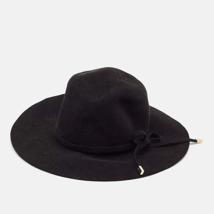 Pre Owned Gucci Black Rabbit Felt Wide Brim Hat M