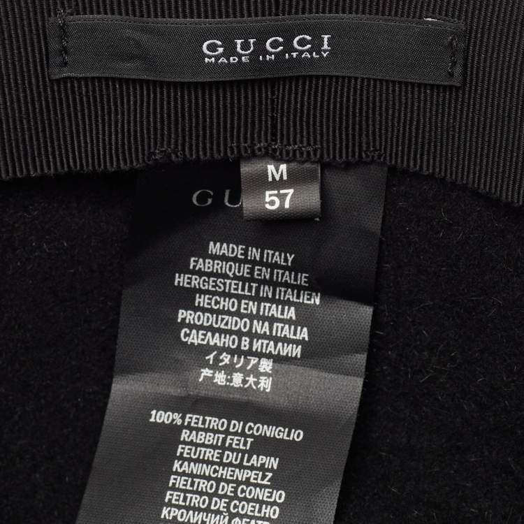 Pre Owned Gucci Black Rabbit Felt Wide Brim Hat M