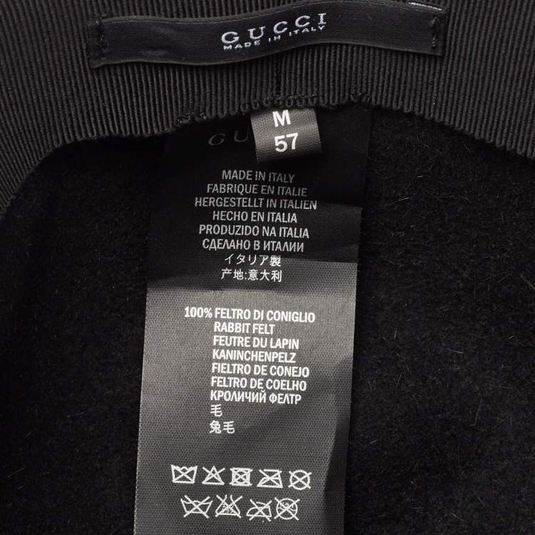 Pre Owned Gucci Black Rabbit Felt Wide Brim Hat M