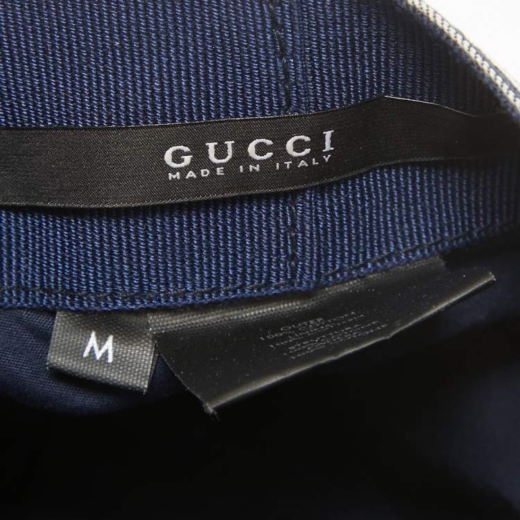 Pre Owned Gucci Navy Blue/White Striped Cotton Cap 