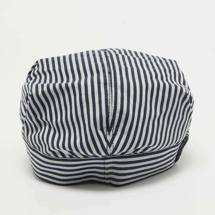 Pre Owned Gucci Navy Blue/White Striped Cotton Cap 