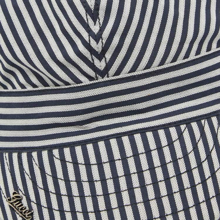 Pre Owned Gucci Navy Blue/White Striped Cotton Cap 