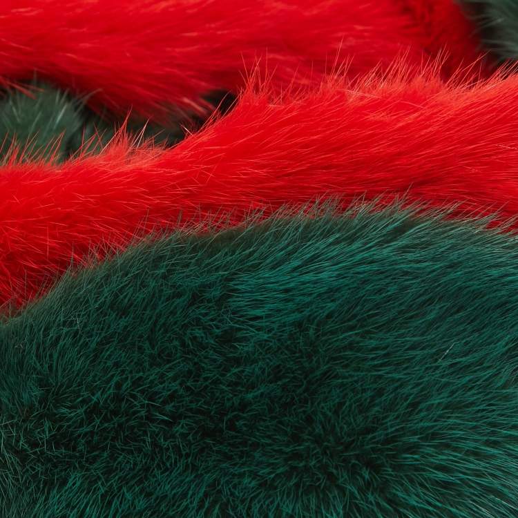 Pre Owned  Gucci Red/Green Mink Fur Headband L
