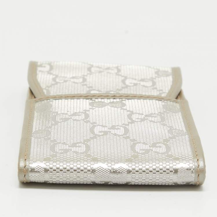Pre Owned Gucci Silver GG Imprime Canvas Cigarette Case
