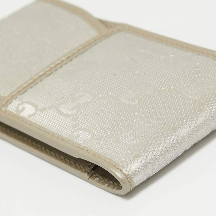 Pre Owned Gucci Silver GG Imprime Canvas Cigarette Case