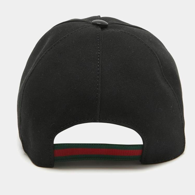 Pre Owned Cotton Black GG Embroidered Canvas Baseball Cap L