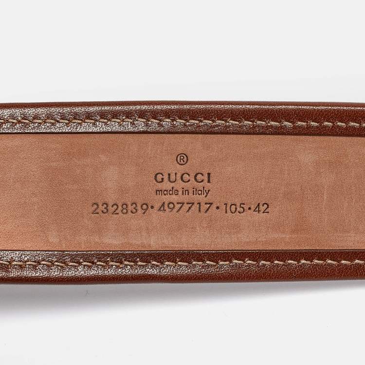 Pre Owned Gucci Beige/Brown Diamante Canvas and Leather Buckle Belt 105 CM
