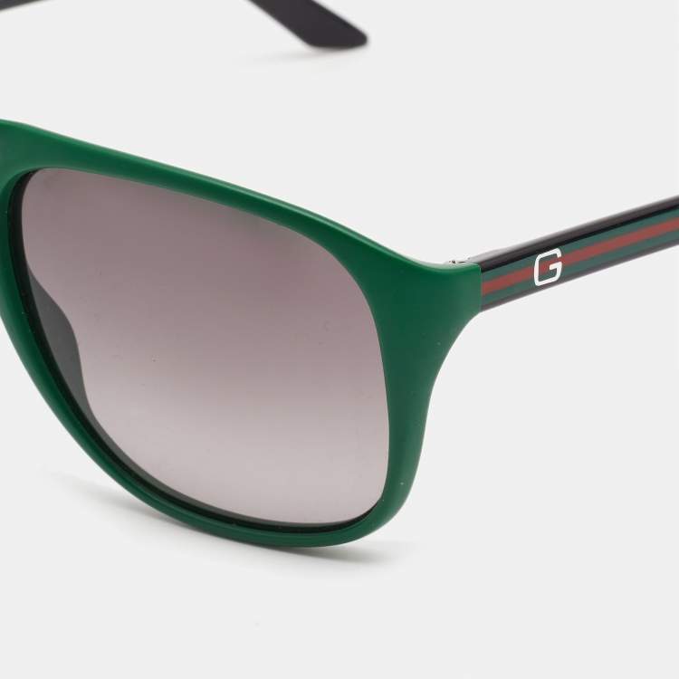 Pre Owned Gucci Green/Grey Gradient GG1018/S Web Aviator Sunglasses