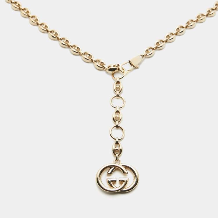 Pre Owned Gucci Gold Tone Interlocking G Waist Belt