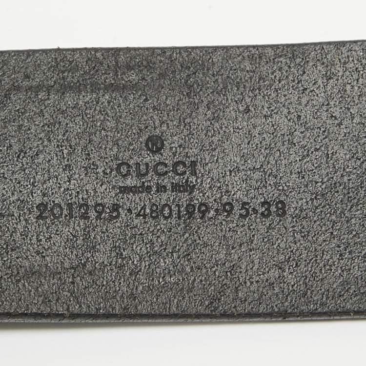 Pre Owned Gucci Black Leather Horsebit Round Buckle Belt 95CM