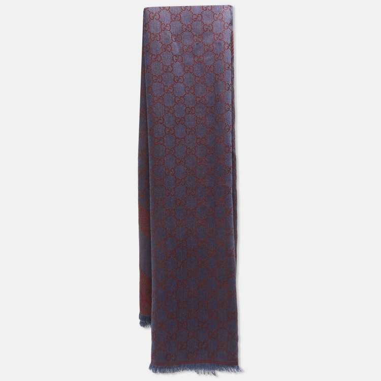Gucci Blue/Red GG Web Wool Blend Square Scarf Gucci | TLC