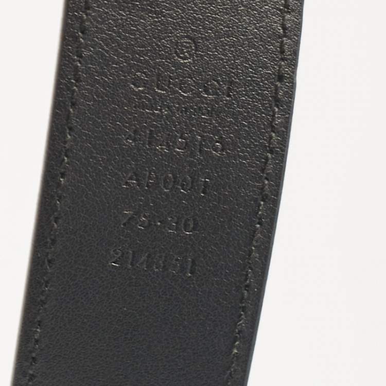 Pre Owned Gucci Black Leather GG Marmont Buckle Belt 75CM