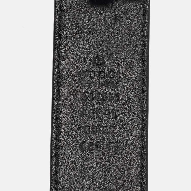 Pre Owned Gucci Black Leather GG Marmont Buckle Belt 80CM