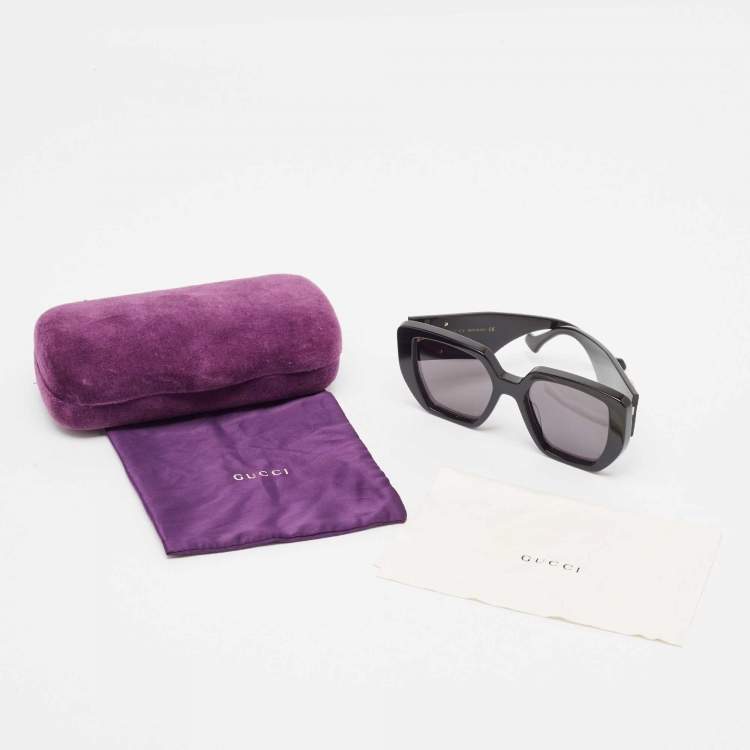 Pre Owned Gucci Black GG0956S Double G Rectangle Sunglasses