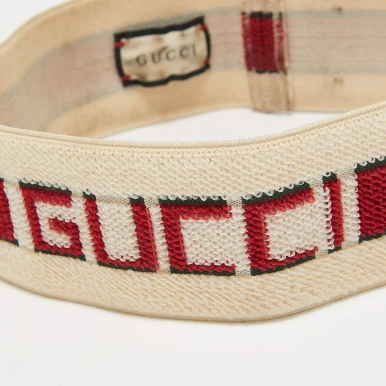 Pre Owned Gucci Beige Web Terry Head band