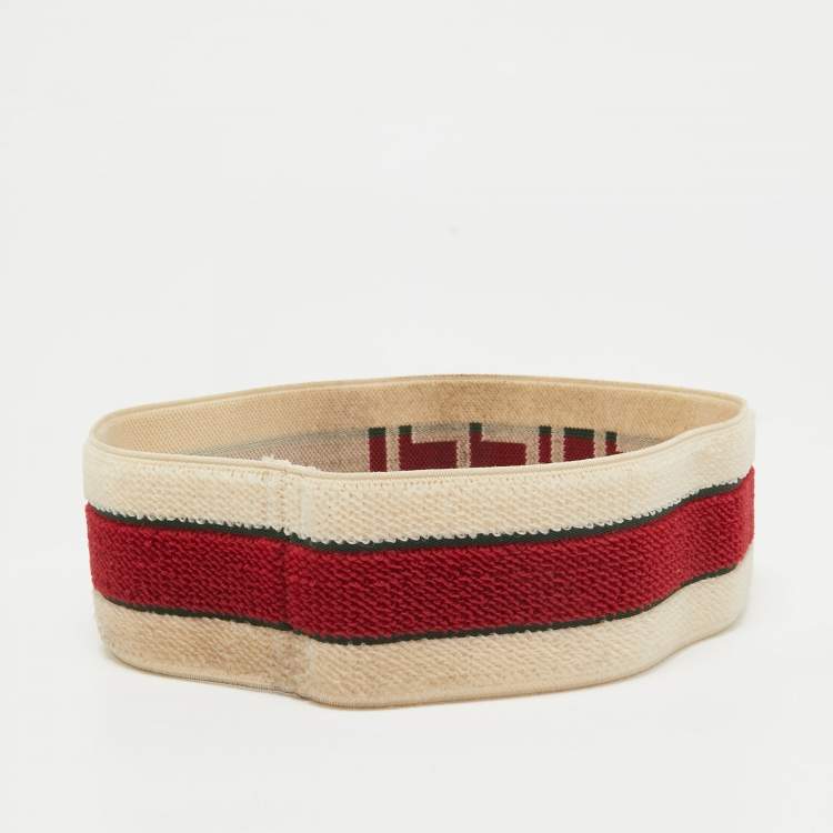 Pre Owned Gucci Beige Web Terry Head band
