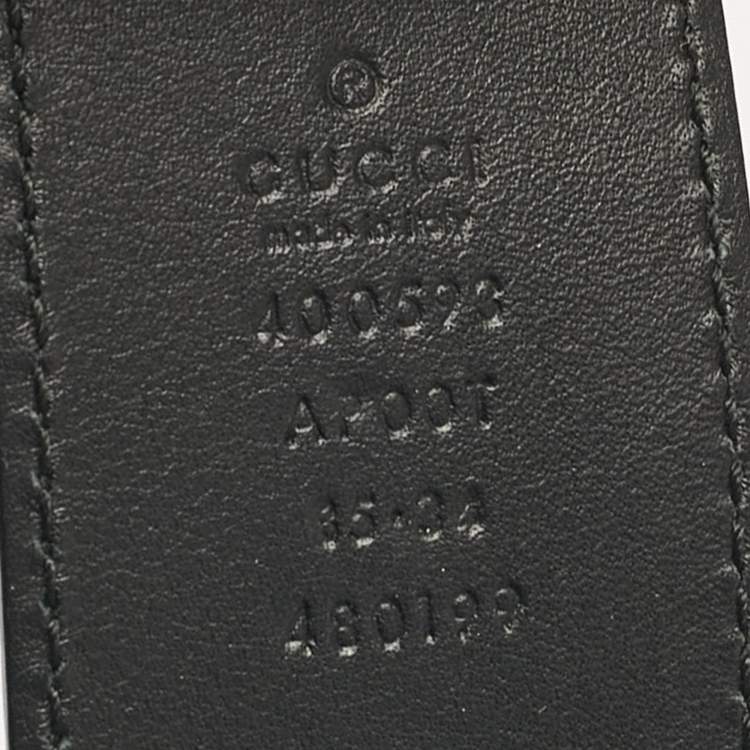 Pre Owned Gucci Black Leather GG Marmont Buckle Belt 85CM