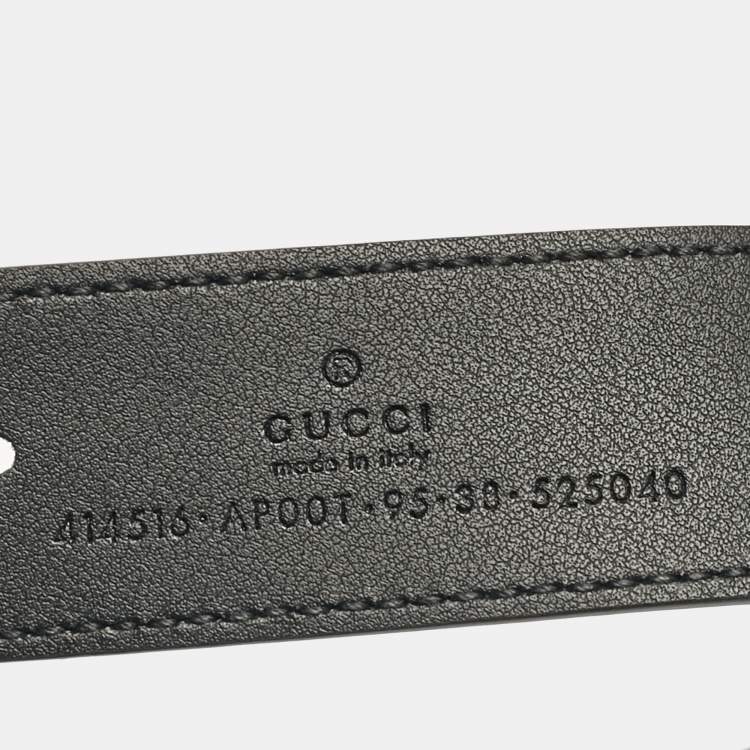 Pre Owned Gucci Black Leather GG Marmont Buckle Belt 95CM