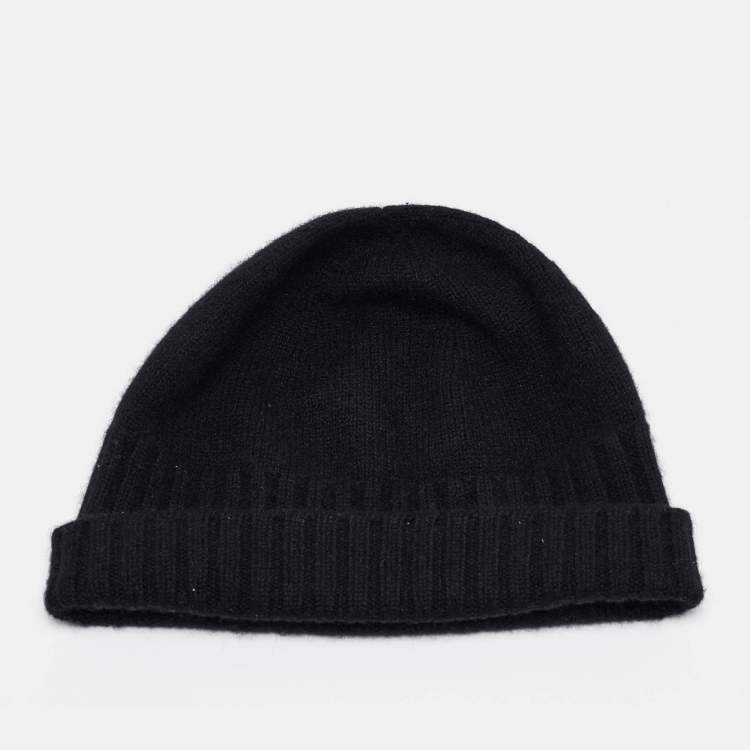 Pre Owned Gucci Black Rib Knit Cashmere Beanie