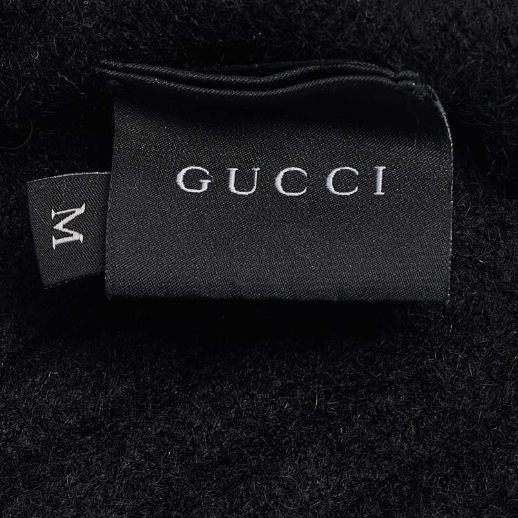 Pre Owned Gucci Black Rib Knit Cashmere Beanie
