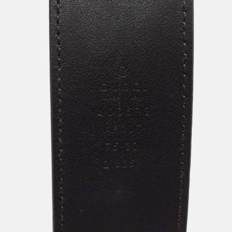 Pre Owned Gucci Black Leather GG Marmont Buckle Belt 75CM