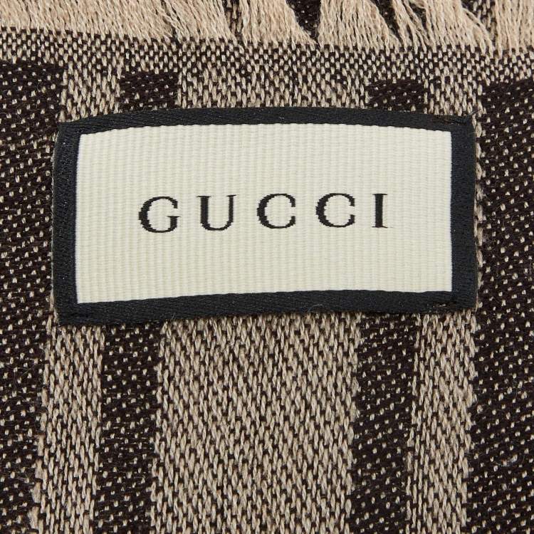 Pre Owned Gucci Brown GG Survive Wool & Silk Scarf