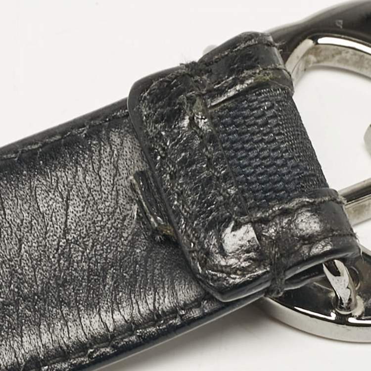 Pre Owned Gucci Black GG Canvas and Leather Interlocking G Belt 80CM