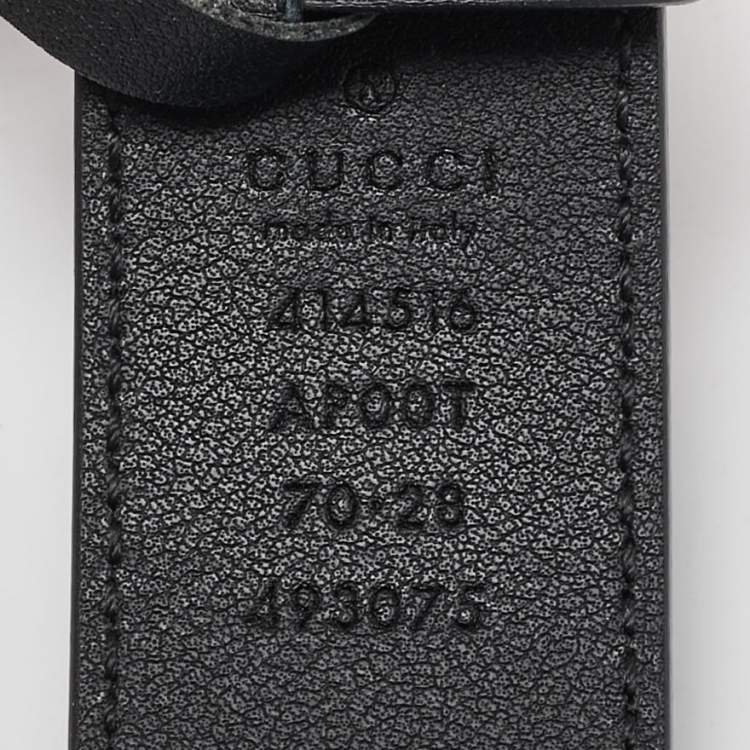 Pre Owned Gucci Black Leather GG Marmont Buckle Belt 70CM