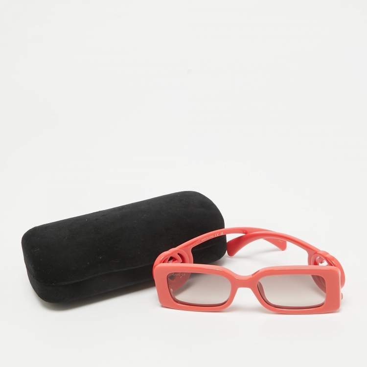 Pre Owned Gucci Coral Orange Gradient GG1325SInterlocking G Rectangular Sunglasses