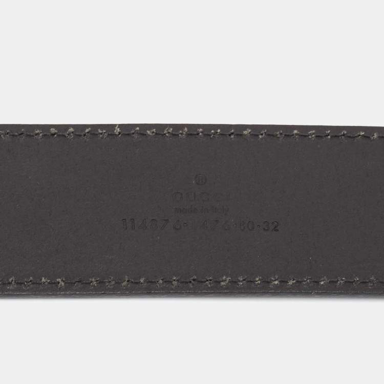 Pre Owned Gucci Black Leather Interlocking G Buckle Belt 80CM