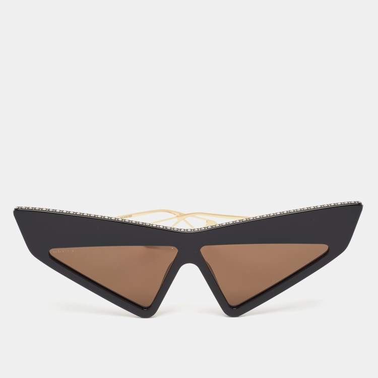 Gucci Black GG0430S Crystals Embellished Geometric Sunglasses Gucci The Luxury Closet