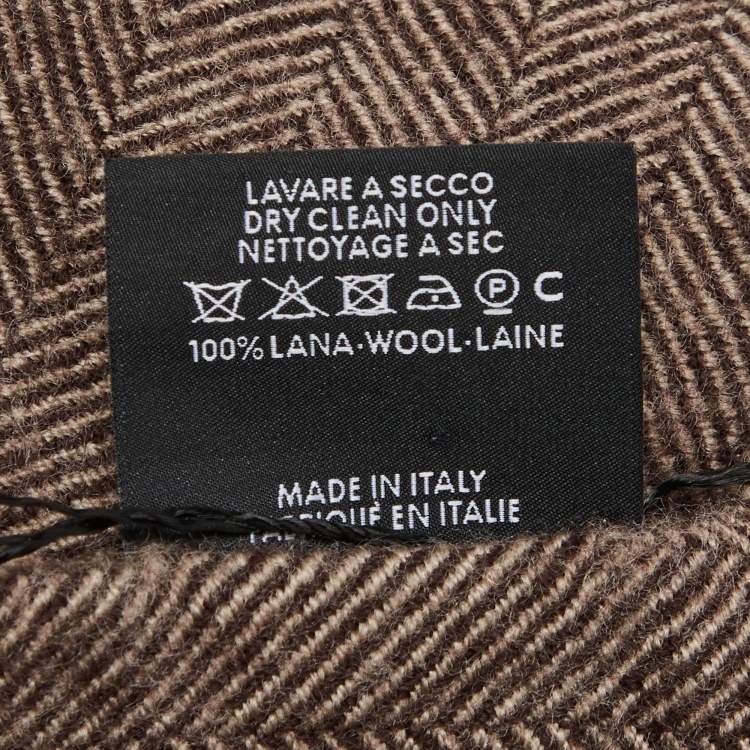 مملوكة مسبقًا Gucci Brown Logo Detail Herringbone Wool Muffler