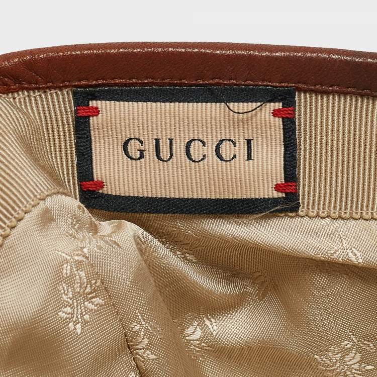 Pre Owned Gucci Blue GG Supreme Jacquard Denim and Leather Baseball Cap 