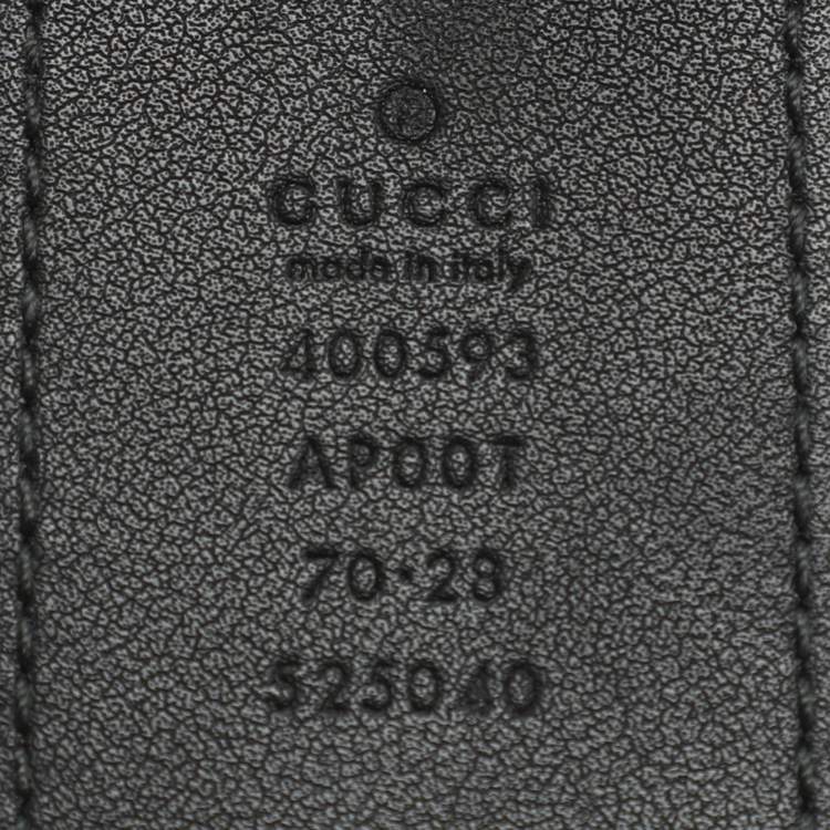Pre Owned Gucci Black Leather GG Marmont Buckle Belt 70CM