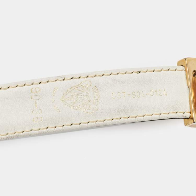 Pre Owned Gucci White/Black Leather Vintage Interlocking G Buckle Belt 90 CM
